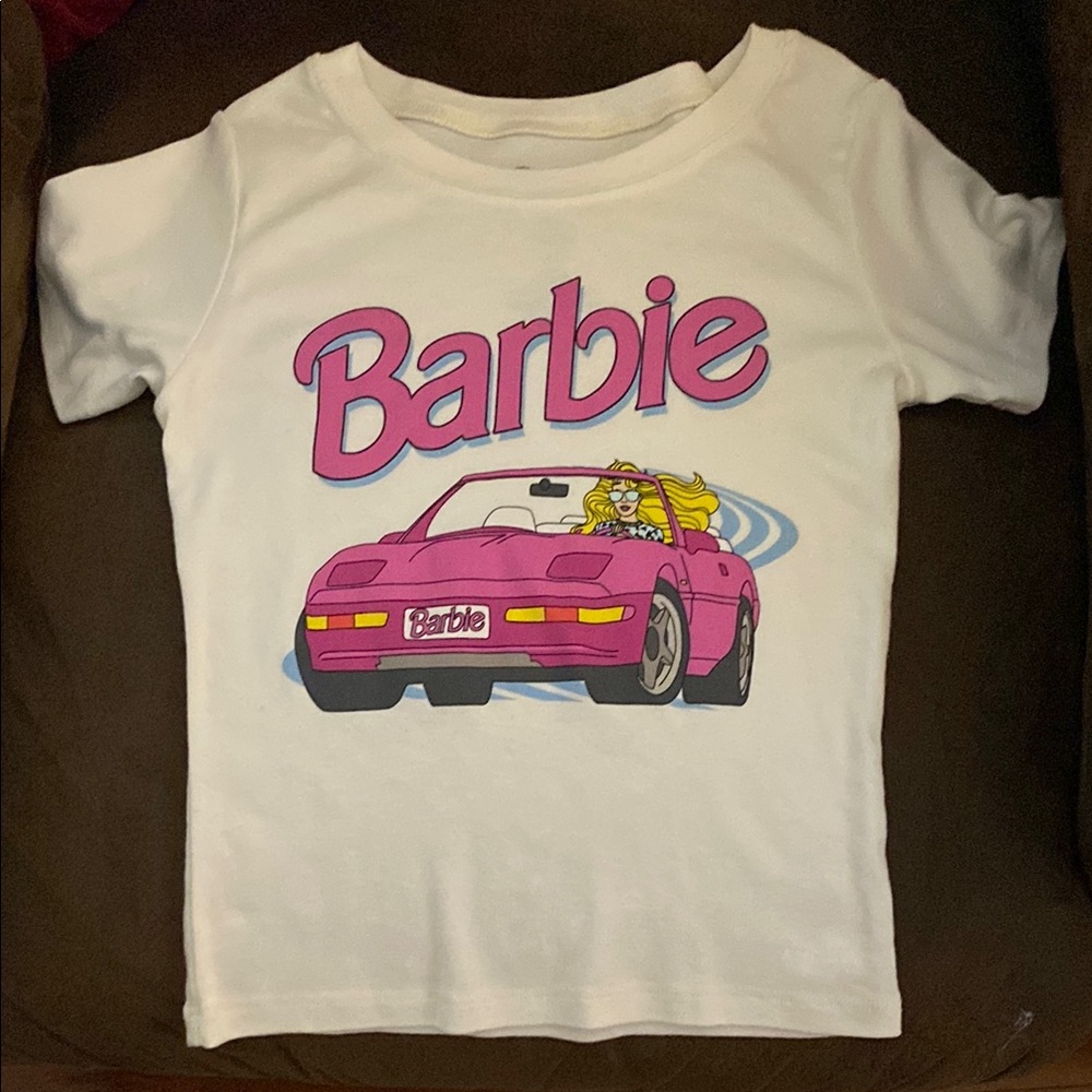 Barbie Graphic Tee in Cream and Pink